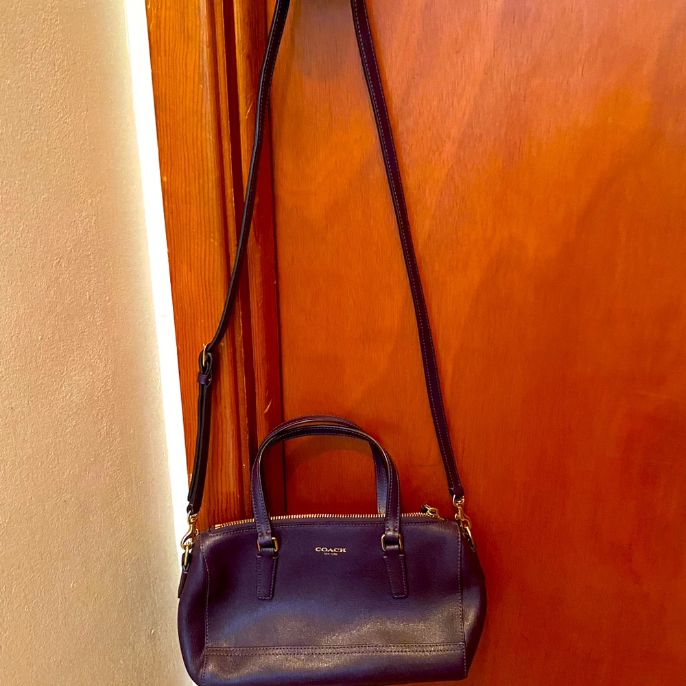 Coach purple satchel with purple wallet